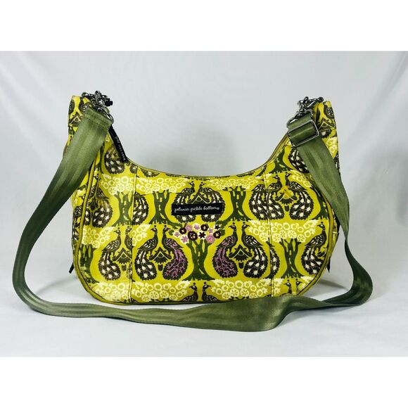 Petunia Pickle Bottom Lime Green Peacock Water Resistant Diaper Bag Shoulder - Picture 1 of 14